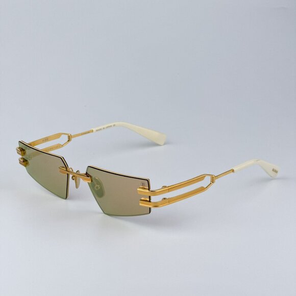 Balmain FIXE BPS-123D-54 Women BRAND NEW Sunglasses Titanium Gold Brown Geometri - Picture 9 of 12